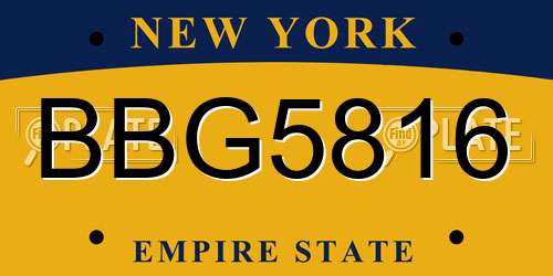 BBG5816 New York License Plate