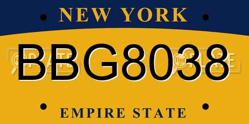 BBG8038 New York License Plate