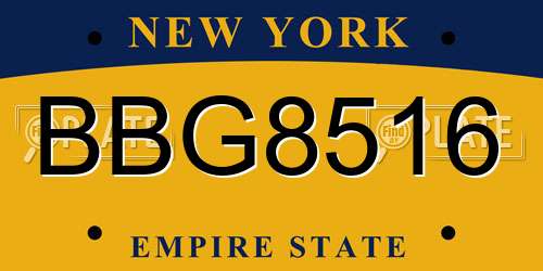 BBG8516 New York License Plate