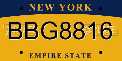 BBG8816 New York License Plate
