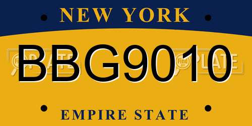 BBG9010 New York License Plate
