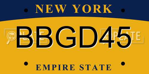 BBGD45 New York License Plate