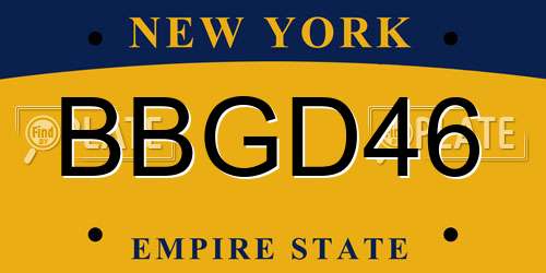 BBGD46 New York License Plate