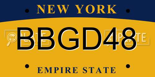 BBGD48 New York License Plate