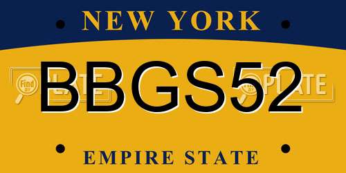 BBGS52 New York License Plate