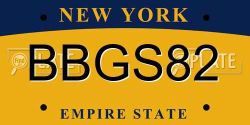 BBGS82 New York License Plate