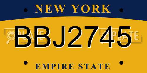 BBJ2745 New York License Plate