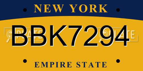 BBK7294 New York License Plate
