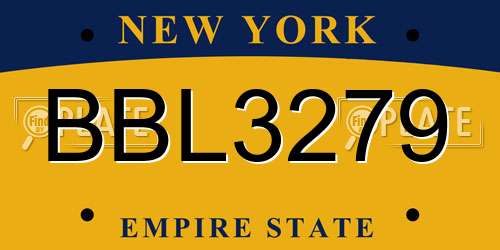 BBL3279 New York License Plate