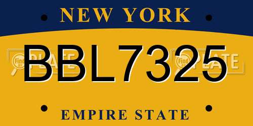 BBL7325 New York License Plate