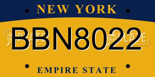 BBN8022 New York License Plate