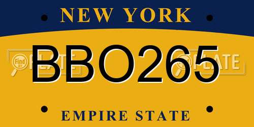 BBO265 New York License Plate