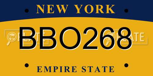 BBO268 New York License Plate