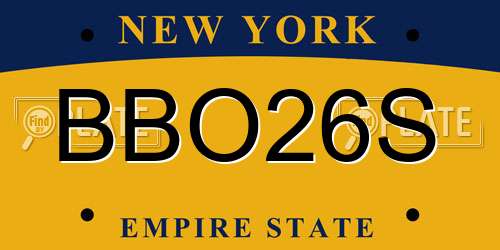BBO26S New York License Plate