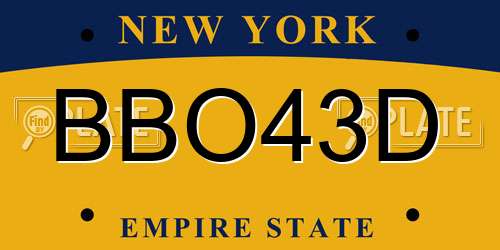 BBO43D New York License Plate