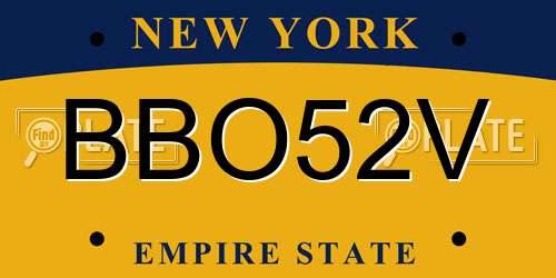 BBO52V New York License Plate
