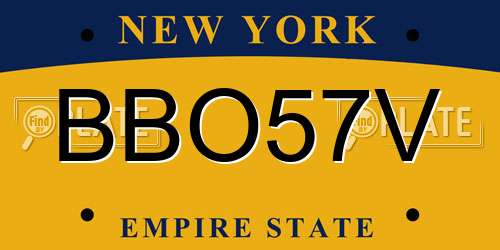 BBO57V New York License Plate
