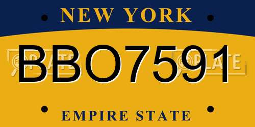 BBO7591 New York License Plate