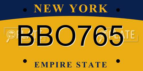 BBO765 New York License Plate