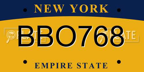 BBO768 New York License Plate