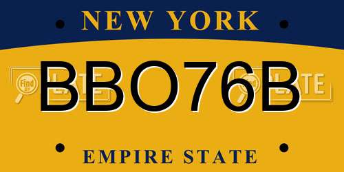 BBO76B New York License Plate