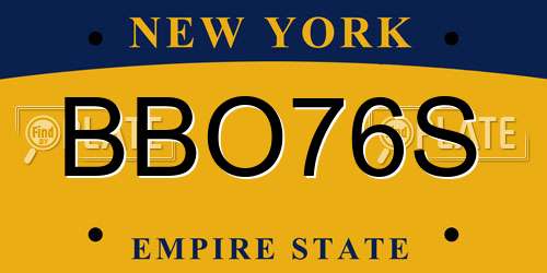 BBO76S New York License Plate