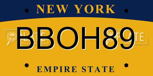 BBOH89 New York License Plate