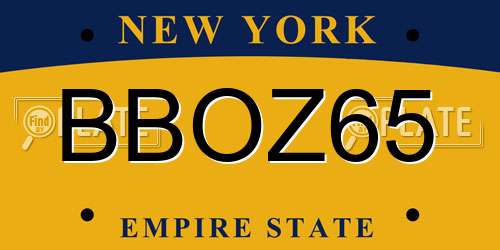 BBOZ65 New York License Plate