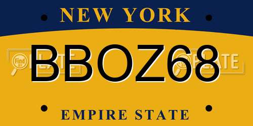 BBOZ68 New York License Plate