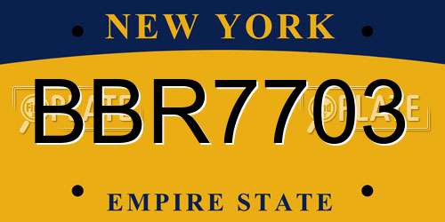 BBR7703 New York License Plate
