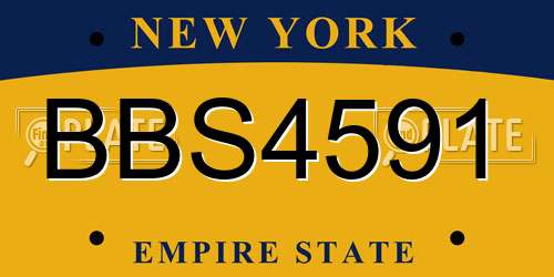 BBS4591 New York License Plate