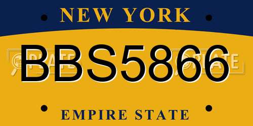 BBS5866 New York License Plate