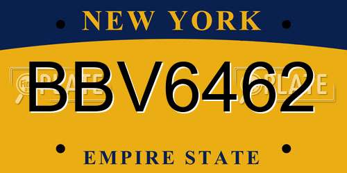 BBV6462 New York License Plate