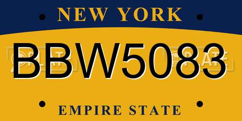BBW5083 New York License Plate