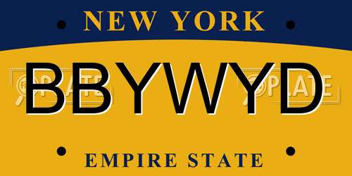 BBYWYD New York License Plate