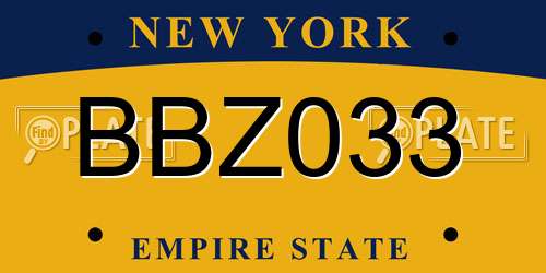 BBZ033 New York License Plate