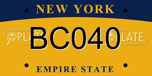 BC040 New York License Plate