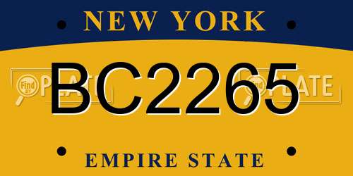 BC2265 New York License Plate