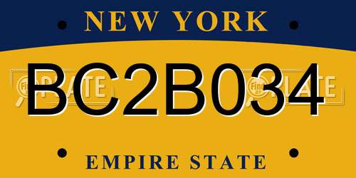 BC2B034 New York License Plate