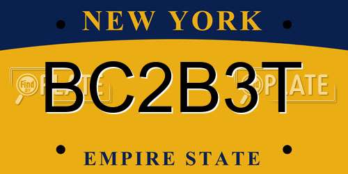 BC2B3T New York License Plate