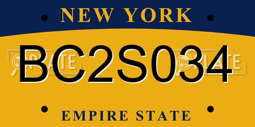 BC2S034 New York License Plate