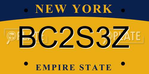 BC2S3Z New York License Plate