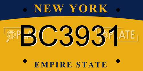 BC3931 New York License Plate
