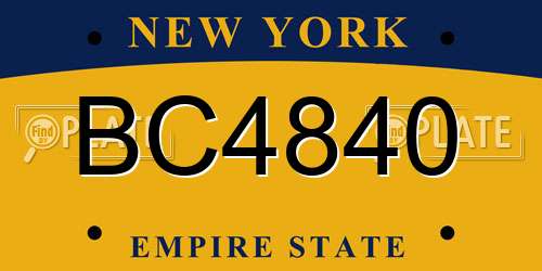 BC4840 New York License Plate