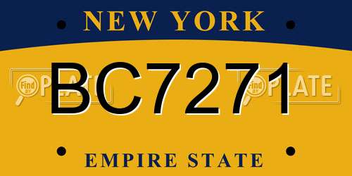 BC7271 New York License Plate