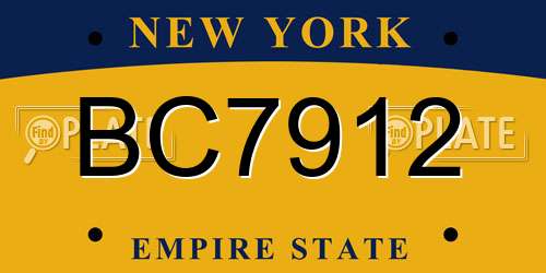 BC7912 New York License Plate