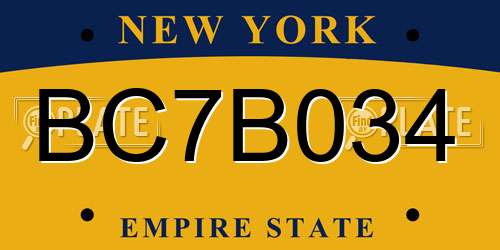 BC7B034 New York License Plate