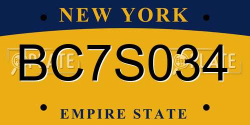 BC7S034 New York License Plate