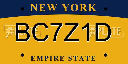 BC7Z1D New York License Plate