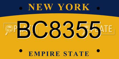 BC8355 New York License Plate